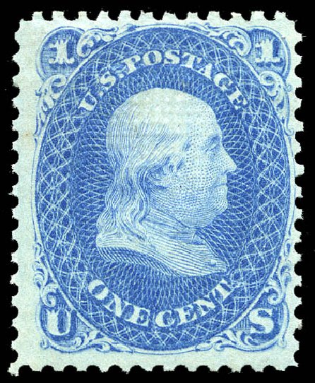 US Stamps Prices Scott Catalog 86 - 1867 1c Franklin Grill. Matthew Bennett International, May 2014, Sale 350, Lot 156