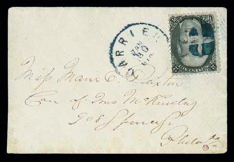 US Stamps Price Scott # 87: 1868 2c Jackson Grill. Matthew Bennett International, Dec 2007, Sale 323, Lot 238