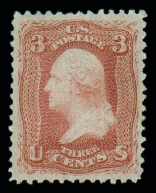 Value of US Stamps Scott #88 - 1868 3c Washington Grill. Matthew Bennett International, Oct 2007, Sale 320, Lot 407