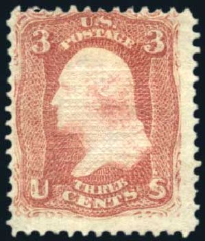 US Stamp Prices Scott Catalogue 88: 3c 1868 Washington Grill. Harmer-Schau Auction Galleries, Jul 2010, Sale 86, Lot 377