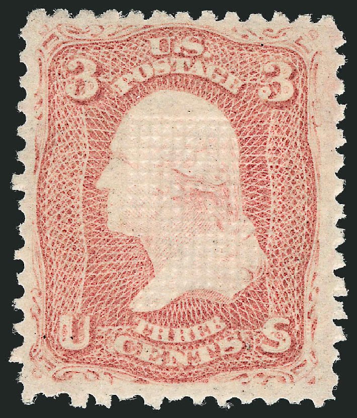 US Stamp Values Scott #88 - 1868 3c Washington Grill. Robert Siegel Auction Galleries, May 2013, Sale 1044, Lot 87