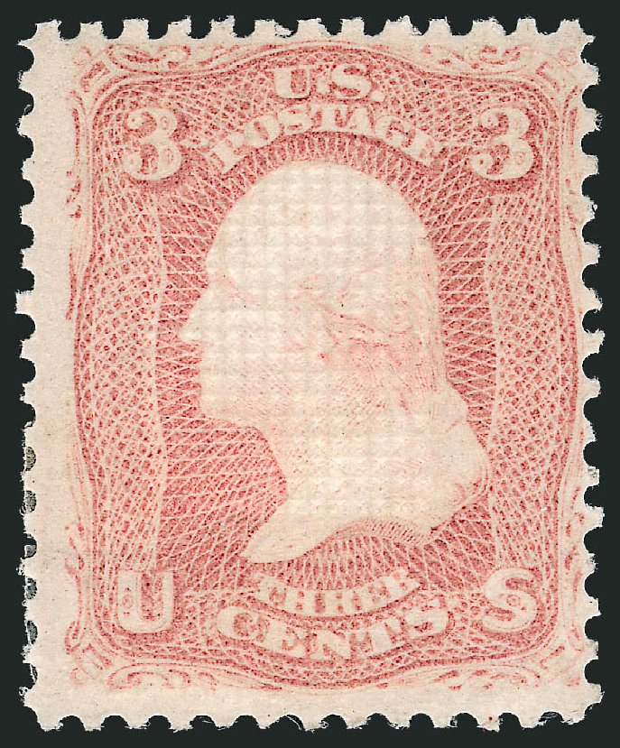 US Stamp Value Scott Catalog # 88: 1868 3c Washington Grill. Robert Siegel Auction Galleries, Oct 2011, Sale 1014, Lot 1239