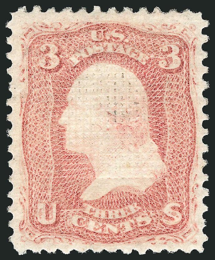 US Stamps Values Scott Catalog #88: 3c 1868 Washington Grill. Robert Siegel Auction Galleries, Nov 2013, Sale 1057, Lot 650