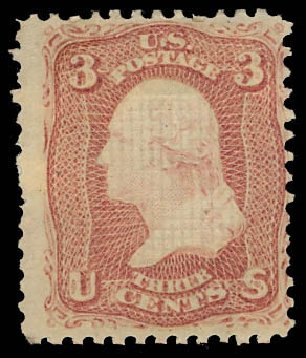 US Stamps Values Scott Catalog # 88 - 3c 1868 Washington Grill. Daniel Kelleher Auctions, Aug 2012, Sale 631, Lot 791