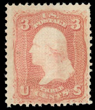 US Stamp Value Scott Catalogue #88 - 1868 3c Washington Grill. Daniel Kelleher Auctions, Oct 2014, Sale 660, Lot 2114