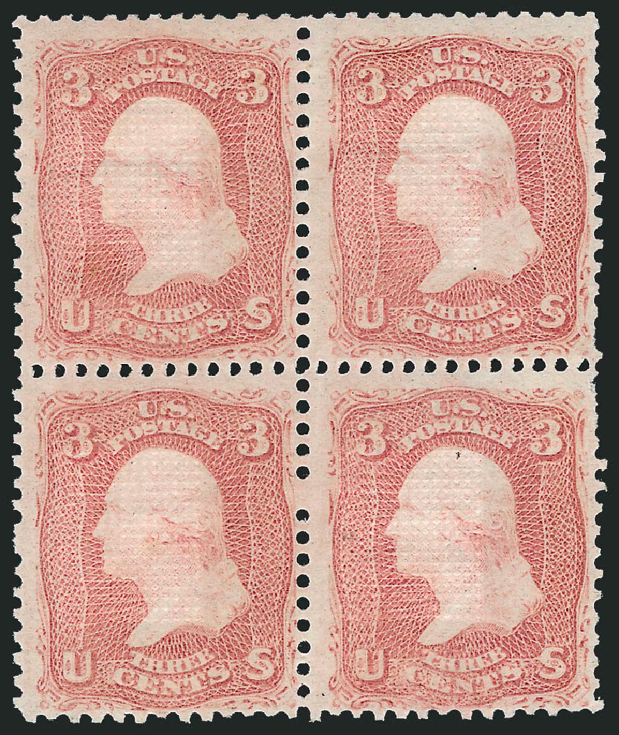 US Stamps Values Scott Catalog #88 - 1868 3c Washington Grill. Robert Siegel Auction Galleries, Mar 2014, Sale 1067, Lot 1074