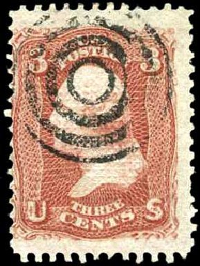 US Stamp Prices Scott Cat. #88 - 1868 3c Washington Grill. Harmer-Schau Auction Galleries, May 2013, Sale 97, Lot 335