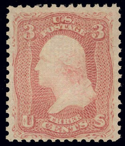US Stamp Value Scott Catalogue #88 - 3c 1868 Washington Grill. Daniel Kelleher Auctions, Feb 2013, Sale 634, Lot 75