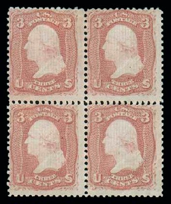 US Stamps Values Scott Catalogue #88: 1868 3c Washington Grill. Matthew Bennett International, Dec 2007, Sale 325, Lot 1542