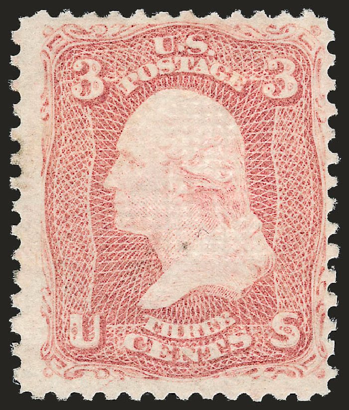 US Stamps Prices Scott Cat. # 88: 1868 3c Washington Grill. Robert Siegel Auction Galleries, Apr 2010, Sale 984, Lot 332