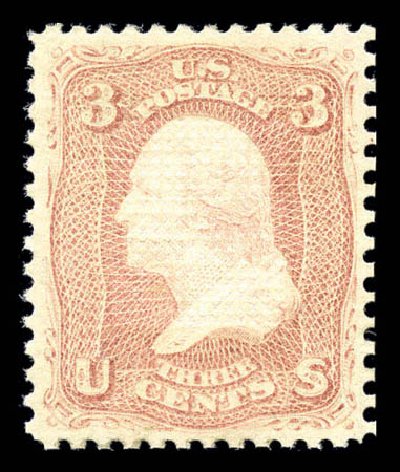 US Stamps Values Scott Catalogue # 88: 1868 3c Washington Grill. Matthew Bennett International, Sep 2010, Sale 331, Lot 436