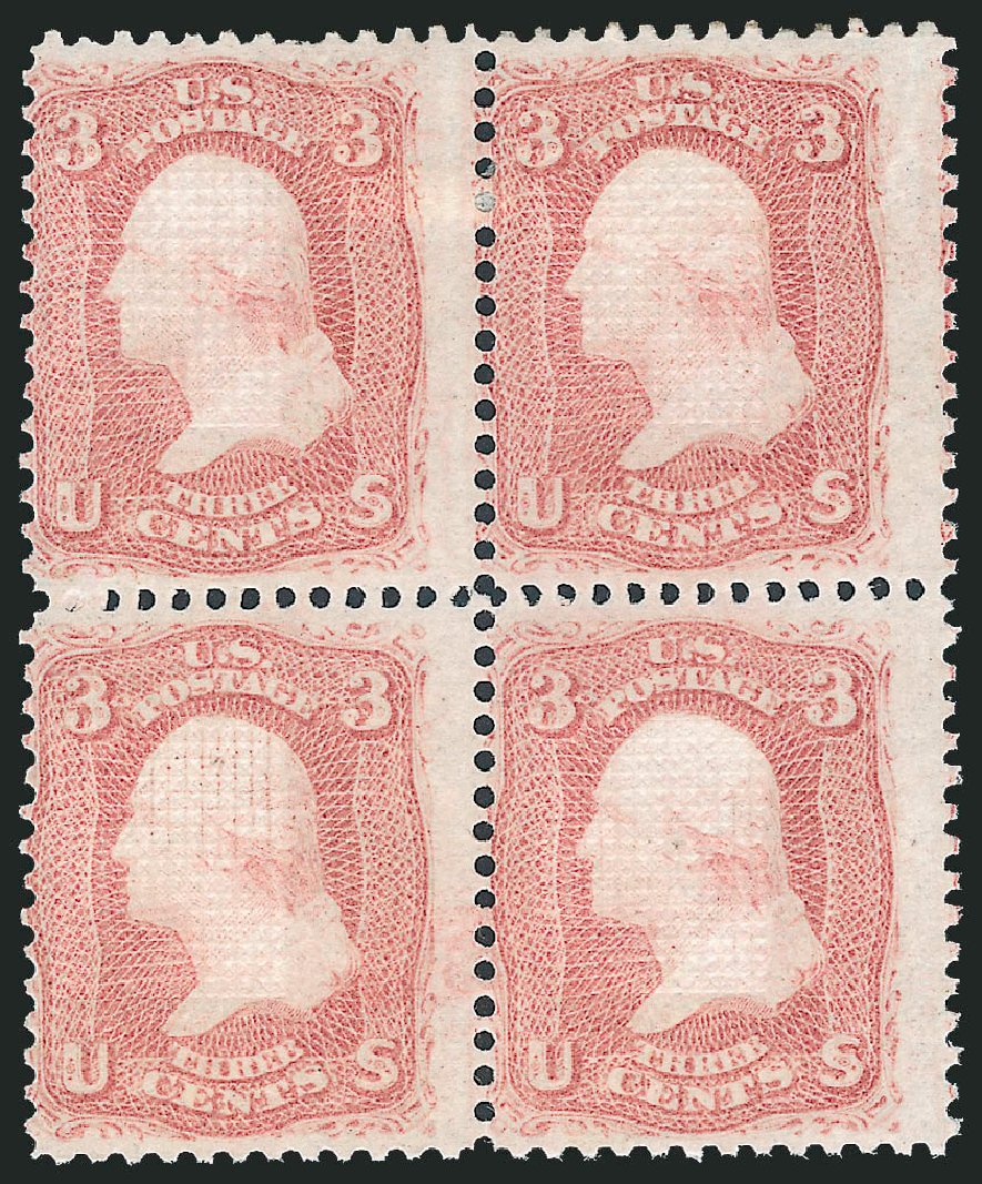 US Stamp Price Scott Cat. #88 - 1868 3c Washington Grill. Robert Siegel Auction Galleries, Jun 2012, Sale 1026, Lot 1236