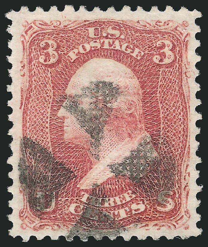 US Stamp Prices Scott Catalogue #88: 1868 3c Washington Grill. Robert Siegel Auction Galleries, Oct 2012, Sale 1032, Lot 3156