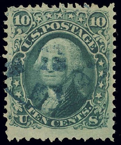 Values of US Stamps Scott Cat. # 89: 1868 10c Washington Grill. Daniel Kelleher Auctions, Feb 2013, Sale 634, Lot 77