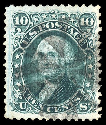 US Stamps Prices Scott Cat. 89 - 10c 1868 Washington Grill. Cherrystone Auctions, Oct 2012, Sale 201210, Lot 68