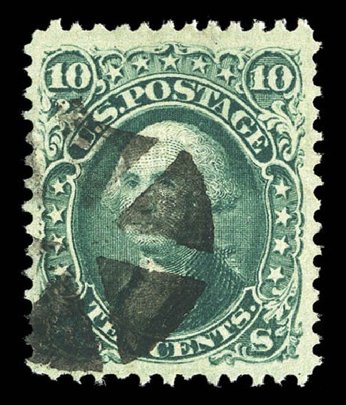 US Stamp Values Scott Catalog #89: 1868 10c Washington Grill. Matthew Bennett International, Sep 2012, Sale 346, Lot 709