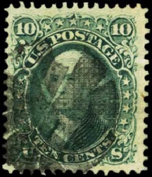 Values of US Stamp Scott Catalog #89 - 10c 1868 Washington Grill. Harmer-Schau Auction Galleries, Feb 2012, Sale 92, Lot 899