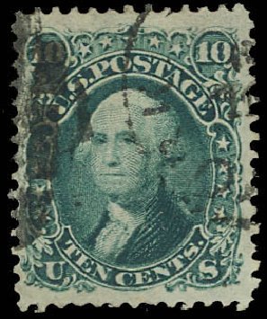 US Stamps Prices Scott 89: 1868 10c Washington Grill. Daniel Kelleher Auctions, Jun 2012, Sale 630, Lot 1300