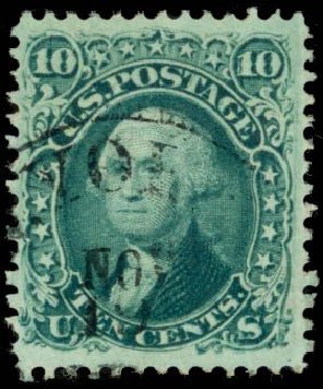Values of US Stamps Scott Cat. 89: 10c 1868 Washington Grill. Daniel Kelleher Auctions, Sep 2013, Sale 639, Lot 1036