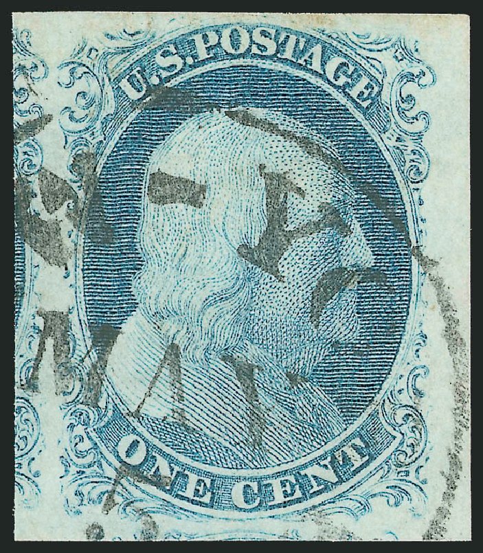 US Stamp Values Scott Catalog # 8A - 1c 1851 Franklin. Robert Siegel Auction Galleries, Jun 2012, Sale 1025, Lot 77