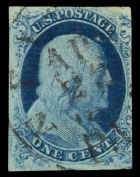 Values of US Stamp Scott 8A - 1851 1c Franklin. Daniel Kelleher Auctions, Jan 2015, Sale 663, Lot 1218