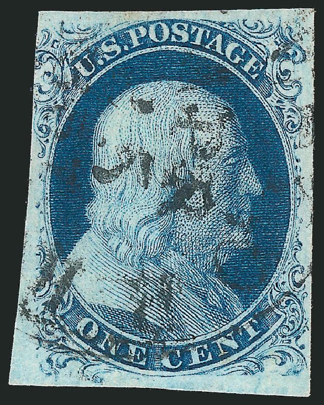 US Stamp Values Scott Cat. # 8A: 1851 1c Franklin. Robert Siegel Auction Galleries, Oct 2012, Sale 1033, Lot 4008