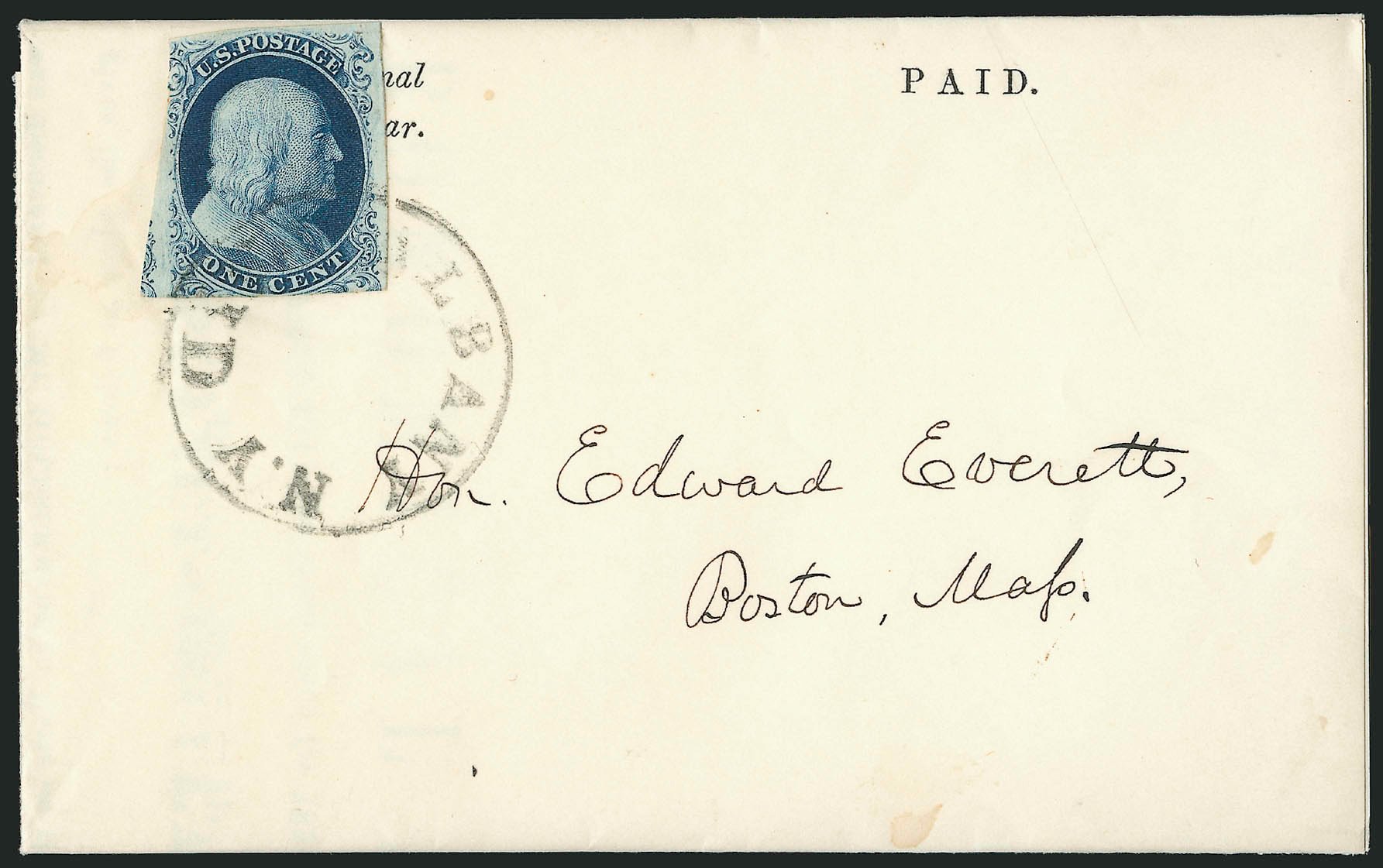 US Stamp Prices Scott Cat. #8A: 1c 1851 Franklin. Robert Siegel Auction Galleries, Nov 2014, Sale 1084, Lot 3049