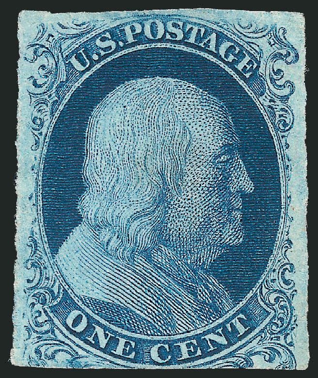 US Stamps Value Scott Catalog # 8A: 1851 1c Franklin. Robert Siegel Auction Galleries, Sep 2010, Sale 994, Lot 1119