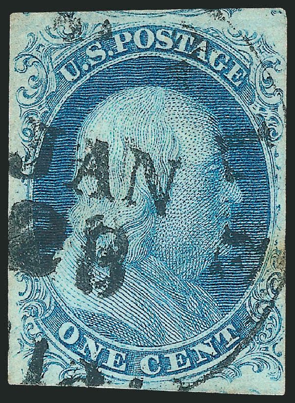 Price of US Stamp Scott Catalogue 8A: 1c 1851 Franklin. Robert Siegel Auction Galleries, Sep 2010, Sale 994, Lot 739