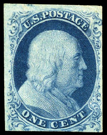US Stamp Value Scott Cat. #8A: 1c 1851 Franklin. Matthew Bennett International, Mar 2012, Sale 344, Lot 4200