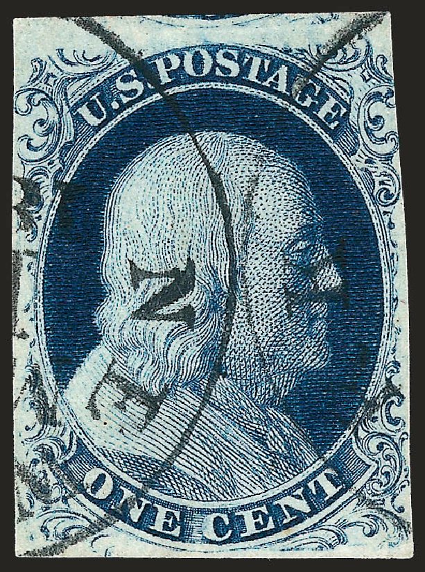 US Stamp Values Scott Catalogue #8A - 1851 1c Franklin. Robert Siegel Auction Galleries, Oct 2008, Sale 963, Lot 190