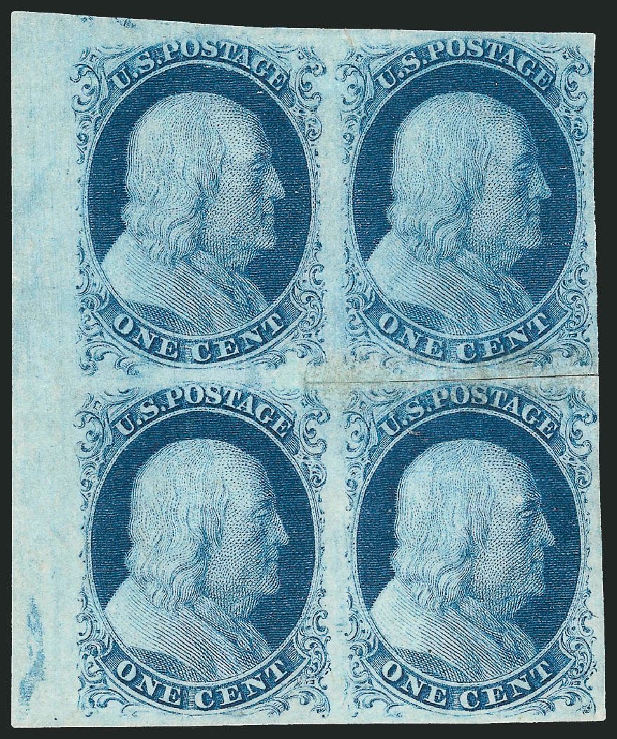 US Stamps Value Scott Catalog 8A: 1c 1851 Franklin. Robert Siegel Auction Galleries, Sep 2010, Sale 994, Lot 1080
