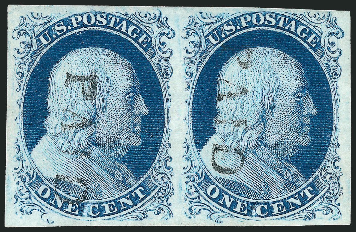 US Stamps Value Scott Catalogue # 8A: 1c 1851 Franklin. Robert Siegel Auction Galleries, Sep 2010, Sale 994, Lot 1130