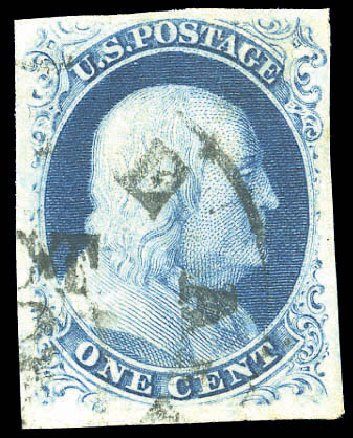 US Stamp Values Scott 8A - 1851 1c Franklin. Matthew Bennett International, Sep 2010, Sale 333, Lot 3274