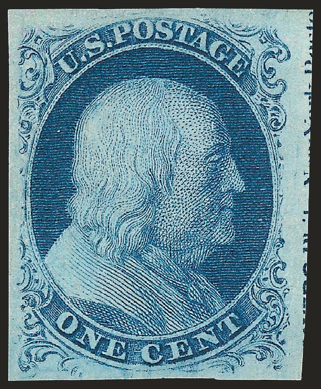 US Stamps Values Scott Cat. #8A - 1c 1851 Franklin. Robert Siegel Auction Galleries, Jun 2009, Sale 973, Lot 34