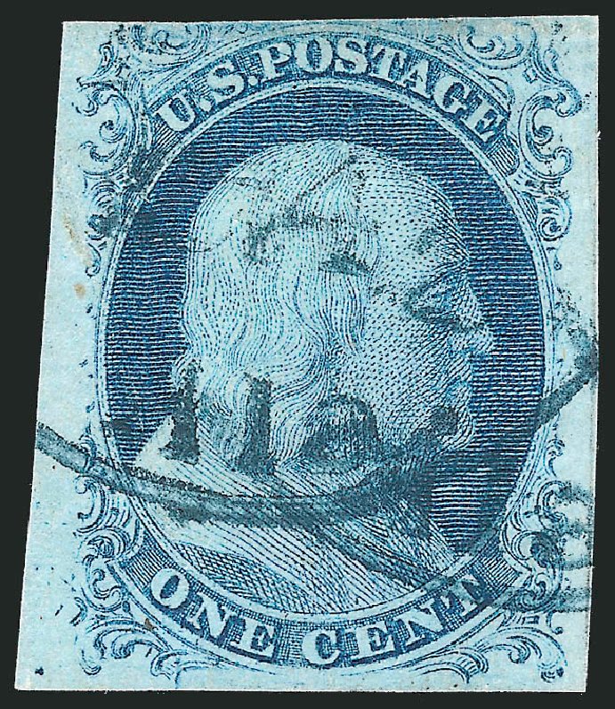 US Stamps Value Scott Catalogue 8A: 1851 1c Franklin. Robert Siegel Auction Galleries, Sep 2010, Sale 994, Lot 644