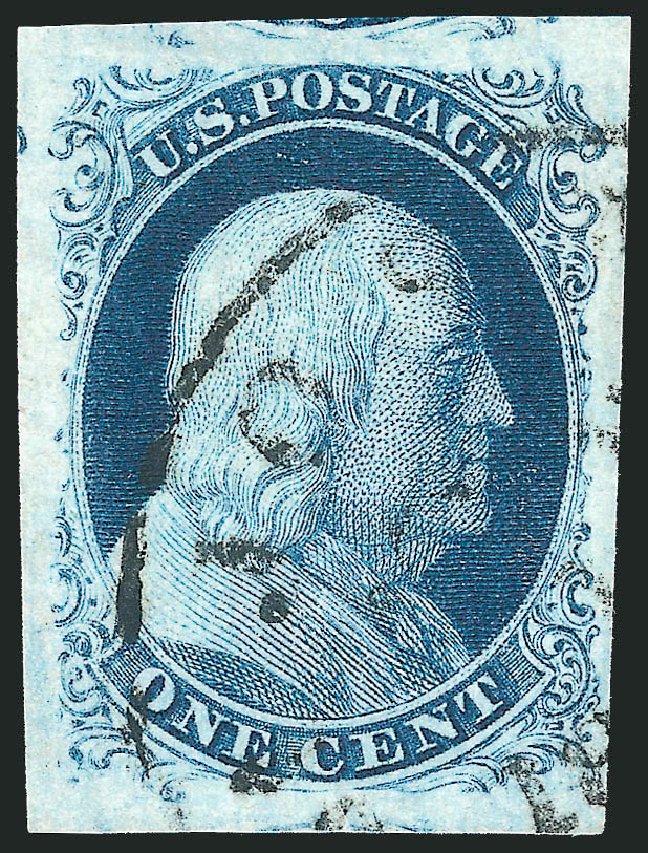 US Stamp Price Scott Cat. 8A: 1851 1c Franklin. Robert Siegel Auction Galleries, Dec 2010, Sale 998, Lot 444