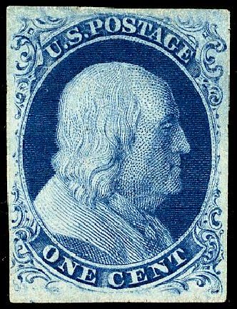US Stamp Prices Scott Catalog # 8A - 1851 1c Franklin. Matthew Bennett International, May 2008, Sale 327, Lot 15