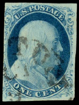 US Stamps Price Scott Catalogue #8A - 1c 1851 Franklin. Daniel Kelleher Auctions, Sep 2013, Sale 639, Lot 3105