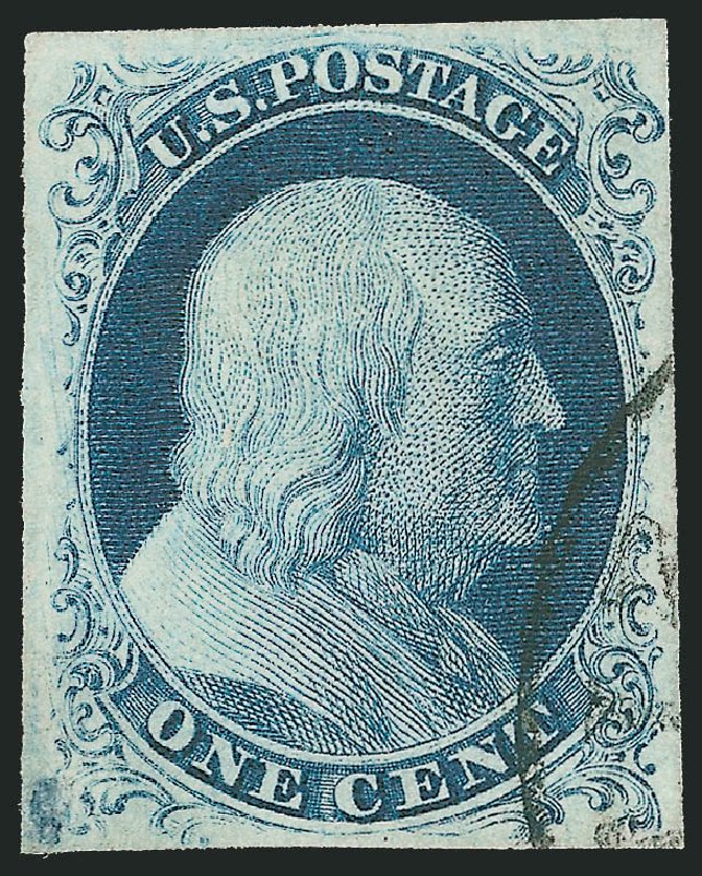 Costs of US Stamp Scott Cat. 8A: 1851 1c Franklin. Robert Siegel Auction Galleries, Mar 2012, Sale 1019, Lot 335
