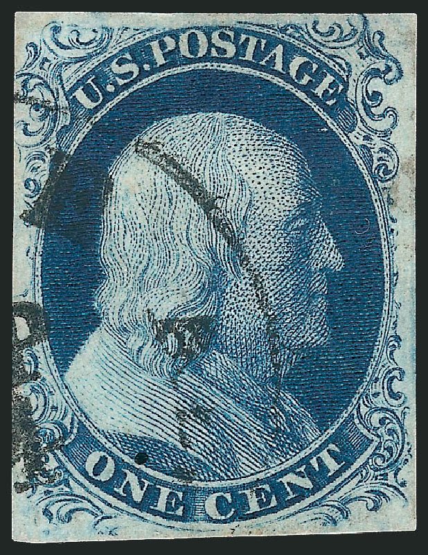 US Stamp Value Scott Catalogue #8A: 1851 1c Franklin. Robert Siegel Auction Galleries, Sep 2010, Sale 994, Lot 1125