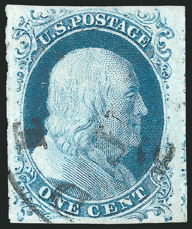 US Stamp Values Scott Catalog 8A - 1c 1851 Franklin. Robert Siegel Auction Galleries, Dec 2010, Sale 998, Lot 5