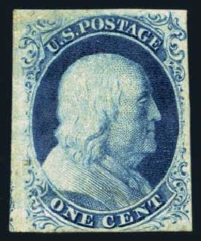Costs of US Stamps Scott 8A: 1851 1c Franklin. Harmer-Schau Auction Galleries, Aug 2014, Sale 102, Lot 1632