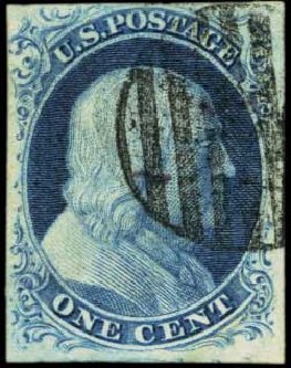 US Stamp Price Scott Catalogue 8A: 1c 1851 Franklin. Harmer-Schau Auction Galleries, Feb 2012, Sale 92, Lot 772
