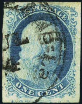 Cost of US Stamps Scott Cat. 8A - 1c 1851 Franklin. Harmer-Schau Auction Galleries, Aug 2012, Sale 94, Lot 992