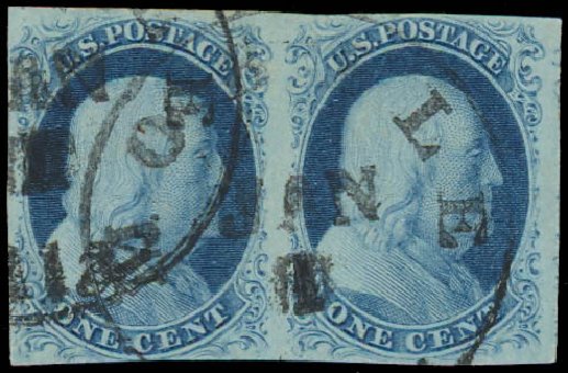 US Stamps Value Scott Catalogue 8A: 1c 1851 Franklin. Daniel Kelleher Auctions, Jul 2011, Sale 625, Lot 642