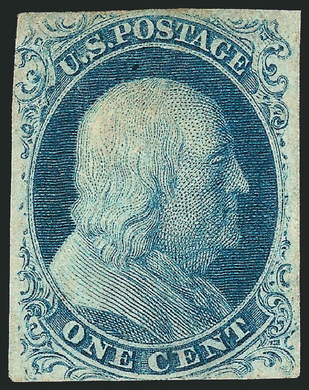 US Stamps Value Scott Catalog 8A - 1c 1851 Franklin. Robert Siegel Auction Galleries, Mar 2012, Sale 1021, Lot 122