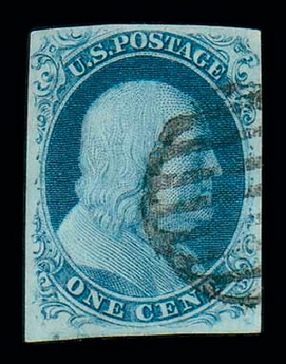 Values of US Stamp Scott Catalogue # 8A: 1851 1c Franklin. Matthew Bennett International, Dec 2007, Sale 325, Lot 1393