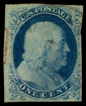 US Stamps Prices Scott Catalog #8A - 1c 1851 Franklin. Daniel Kelleher Auctions, Dec 2013, Sale 640, Lot 33