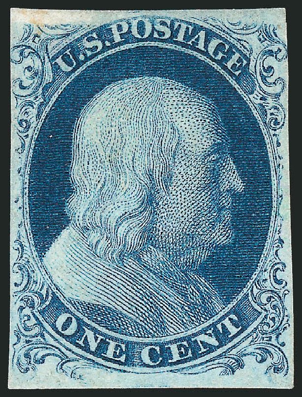 US Stamp Values Scott Catalog #8A - 1c 1851 Franklin. Robert Siegel Auction Galleries, Mar 2012, Sale 1021, Lot 123